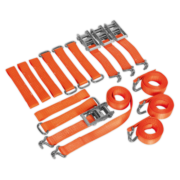 Sealey TDRWKIT 4pc Car Transporter Ratchet Tie Down Kit