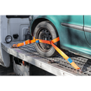 Sealey TDRWS 50mm x 3m Steel Wheel Car Transporter Ratchet Tie Down 4500kg Breaking Strength