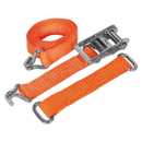 Sealey TDRWS 50mm x 3m Steel Wheel Car Transporter Ratchet Tie Down 4500kg Breaking Strength