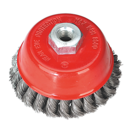 Sealey TKCB100 Diameter 100mm Twist Knot Wire Cup Brush M14 x 2mm