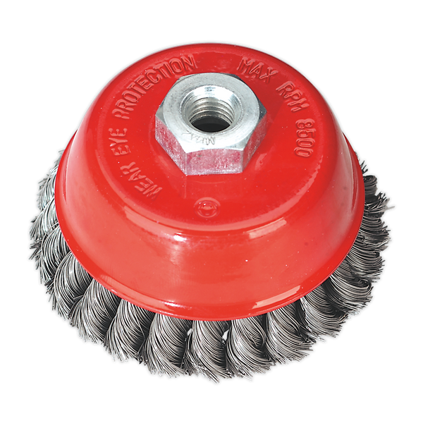 Sealey TKCB100 Diameter 100mm Twist Knot Wire Cup Brush M14 x 2mm
