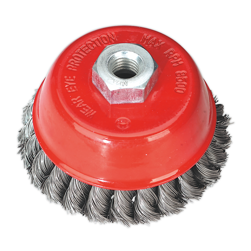Sealey TKCB100 Diameter 100mm Twist Knot Wire Cup Brush M14 x 2mm