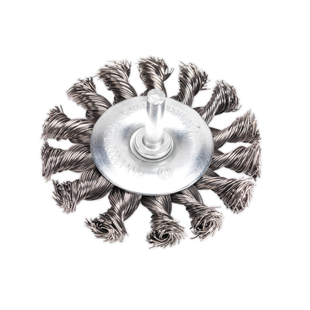 Sealey TKFBS75 Diameter 75mm Twist Knot Flat Wire Wheel Diameter 6mm Shaft