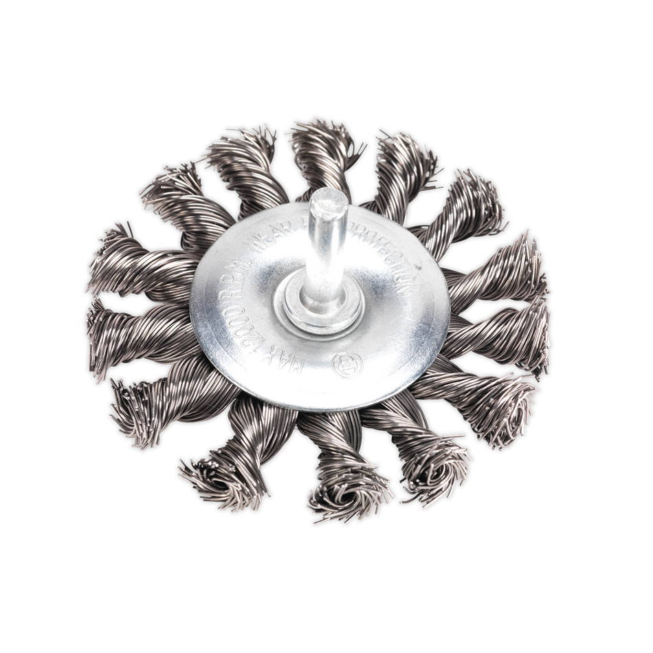 Sealey TKFBS75 Diameter 75mm Twist Knot Flat Wire Wheel Diameter 6mm Shaft