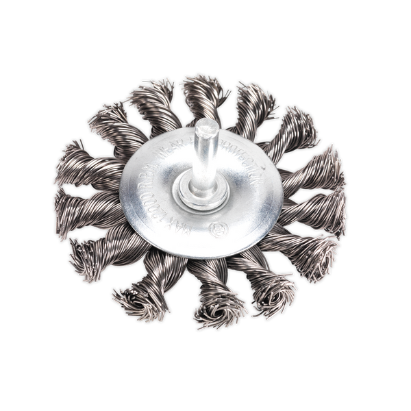 Sealey TKFBS75 Diameter 75mm Twist Knot Flat Wire Wheel Diameter 6mm Shaft