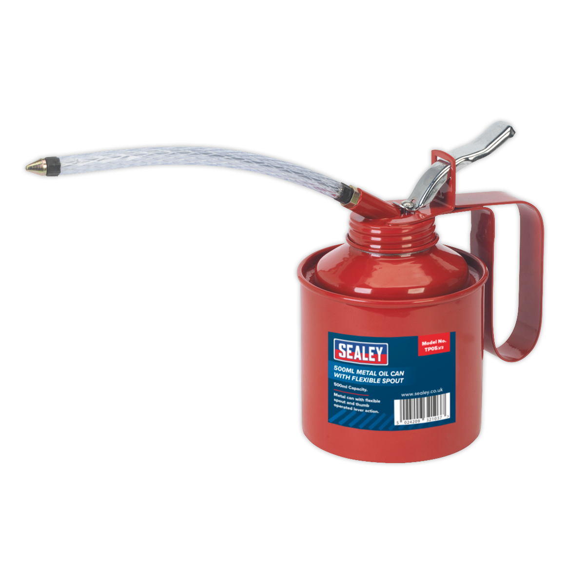 Sealey TP05 500ml Metal Oil Can with Flexible Spout