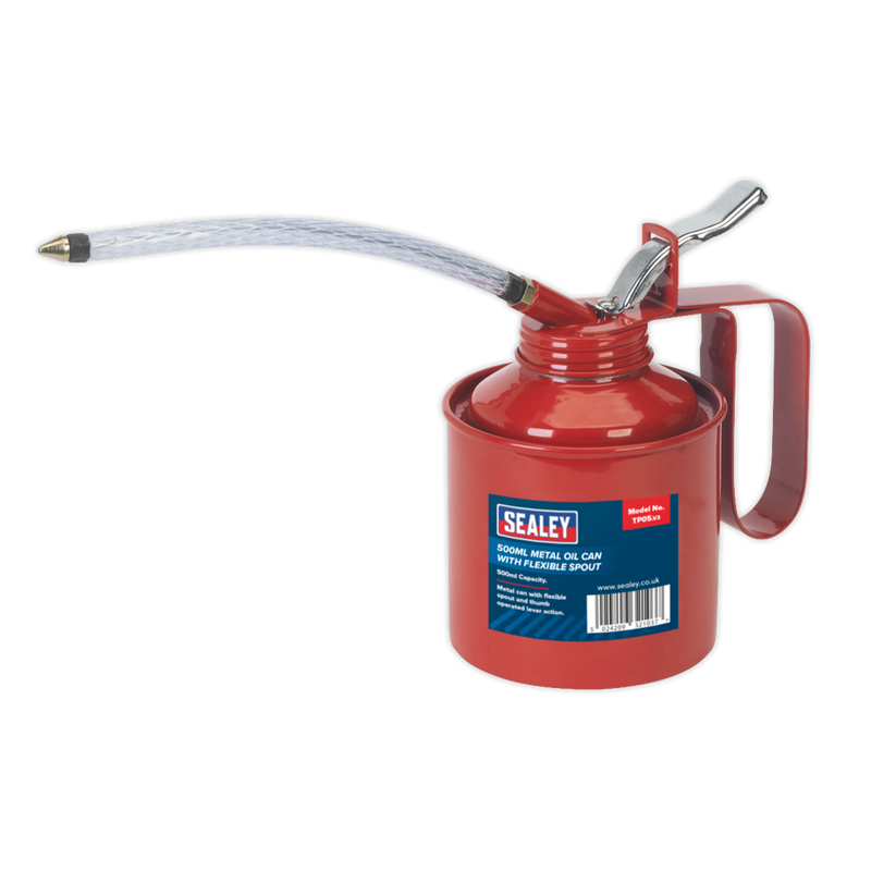Sealey TP05 500ml Metal Oil Can with Flexible Spout