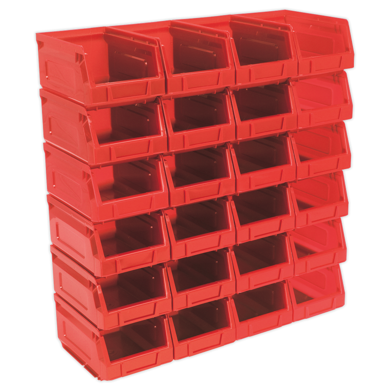 Sealey TPS224R Plastic Storage Bin 105 x 165 x 85mm - Red - Pack of 24