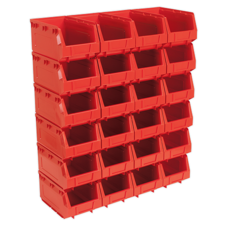 Sealey TPS324R Plastic Storage Bin 150 x 240 x 130mm - Red - Pack of 24
