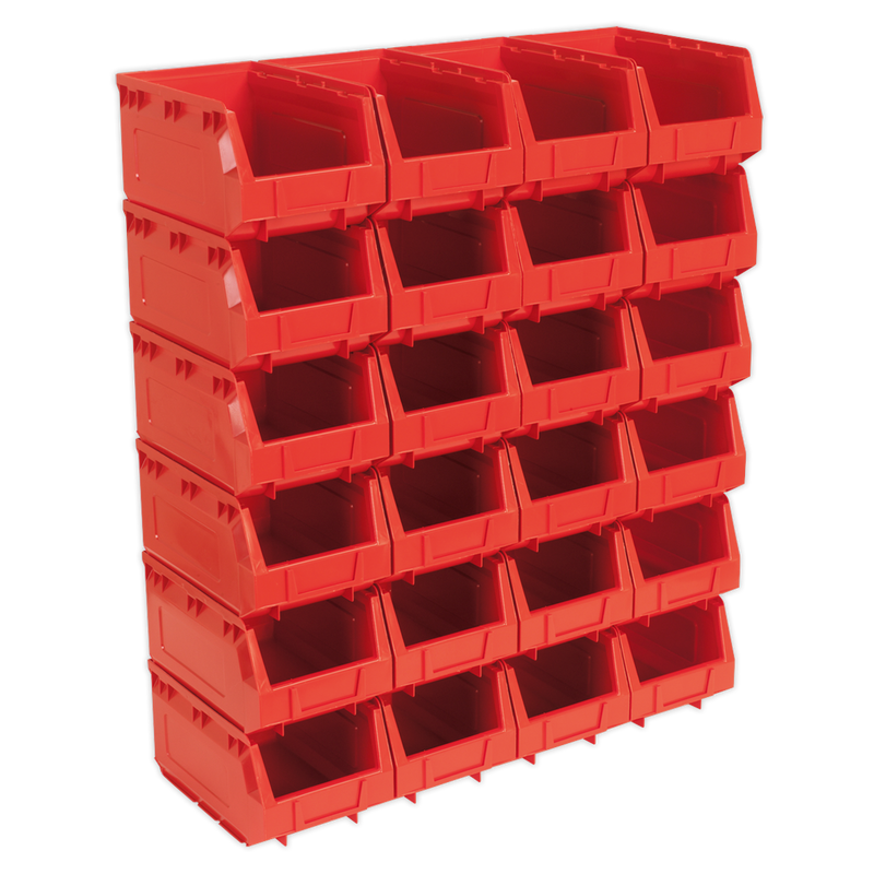 Sealey TPS324R Plastic Storage Bin 150 x 240 x 130mm - Red - Pack of 24