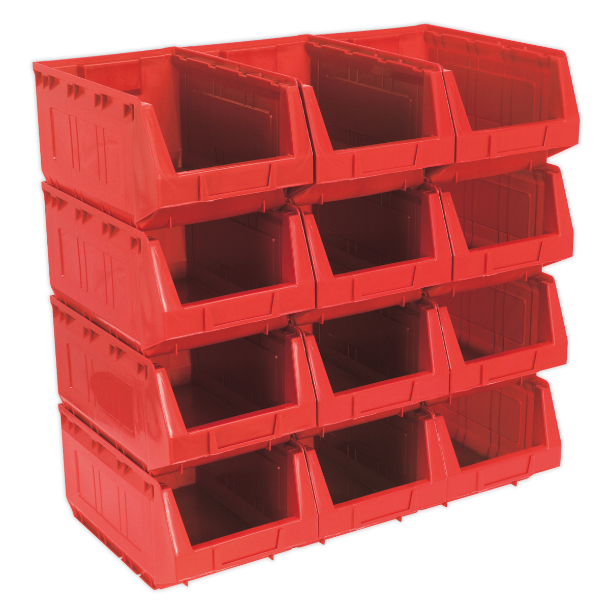 Sealey TPS412R Plastic Storage Bin 210 x 355 x 165mm - Red - Pack of 12