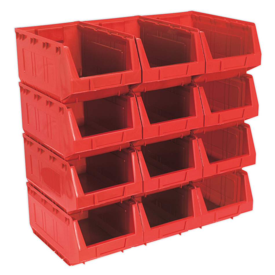 Sealey TPS412R Plastic Storage Bin 210 x 355 x 165mm - Red - Pack of 12