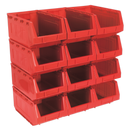 Sealey TPS412R Plastic Storage Bin 210 x 355 x 165mm - Red - Pack of 12