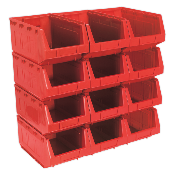Sealey TPS412R Plastic Storage Bin 210 x 355 x 165mm - Red - Pack of 12