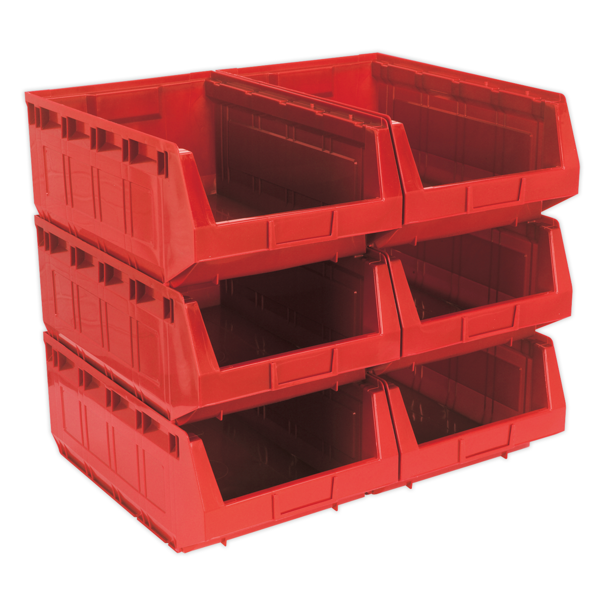 Sealey TPS56R 310 x 500 x 190mm Plastic Storage Bin - Red - Pack of 6