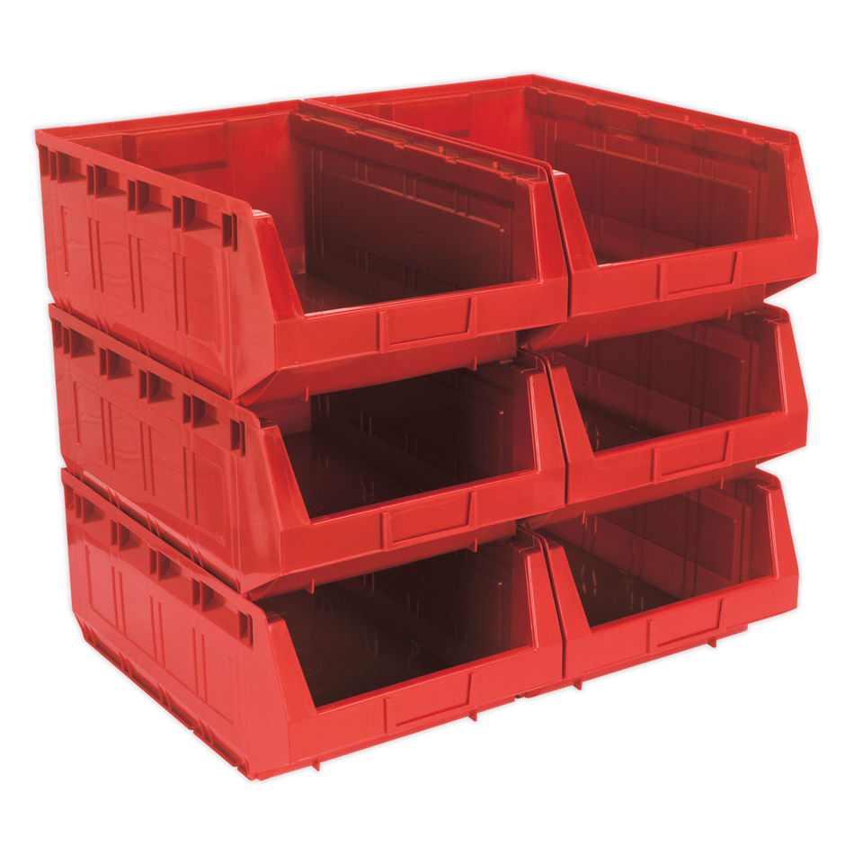 Sealey TPS56R 310 x 500 x 190mm Plastic Storage Bin - Red - Pack of 6