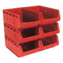 Sealey TPS56R 310 x 500 x 190mm Plastic Storage Bin - Red - Pack of 6