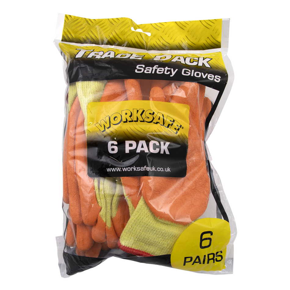 Sealey TSP121L/6 Super Grip Knitted Gloves Latex Palm (Large) - Pack of 6 Pairs