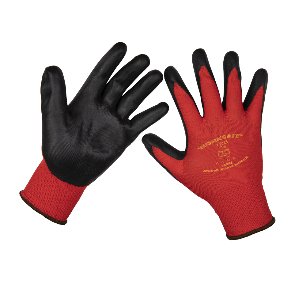 Sealey TSP125L/6 Nitrile Foam Gloves (Large) - Pack of 6 Pairs