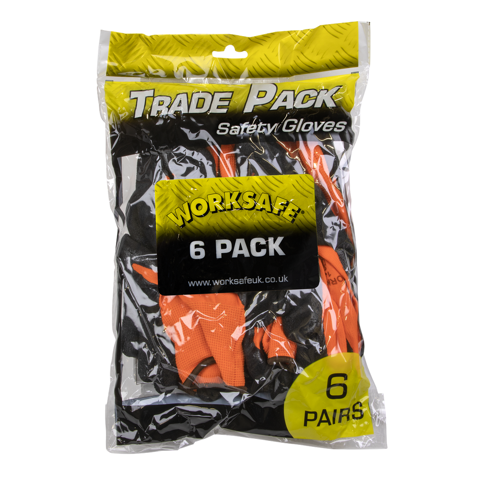 Sealey TSP140L/6 Foam Latex Grippa Gloves (Large) - Pack of 6 Pairs