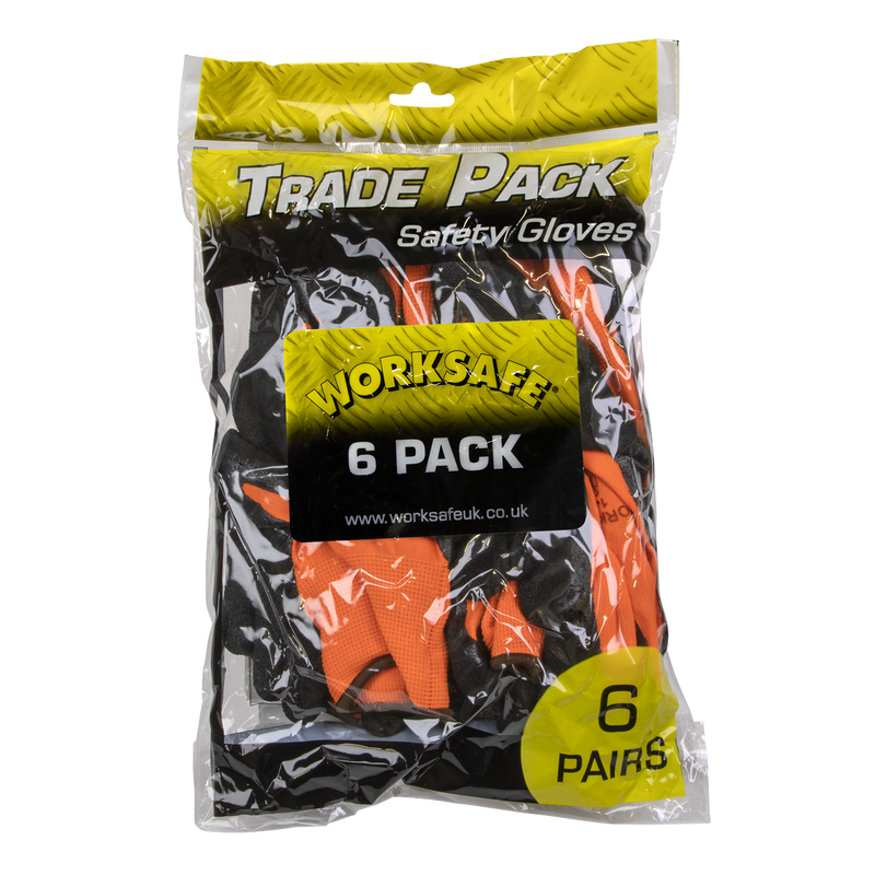 Sealey TSP140L/6 Foam Latex Grippa Gloves (Large) - Pack of 6 Pairs