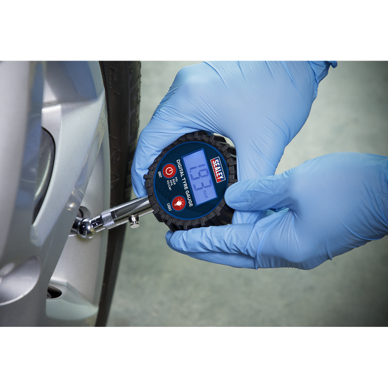 Sealey TST001 Digital Tyre Pressure Gauge with Swivel Head & Quick Release