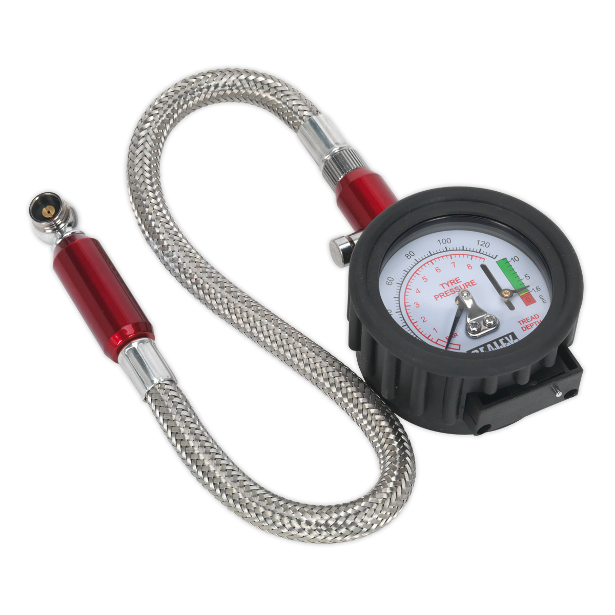 Sealey TSTPDG02 Tyre Pressure & Tread Depth Gauge with Flexible Hose