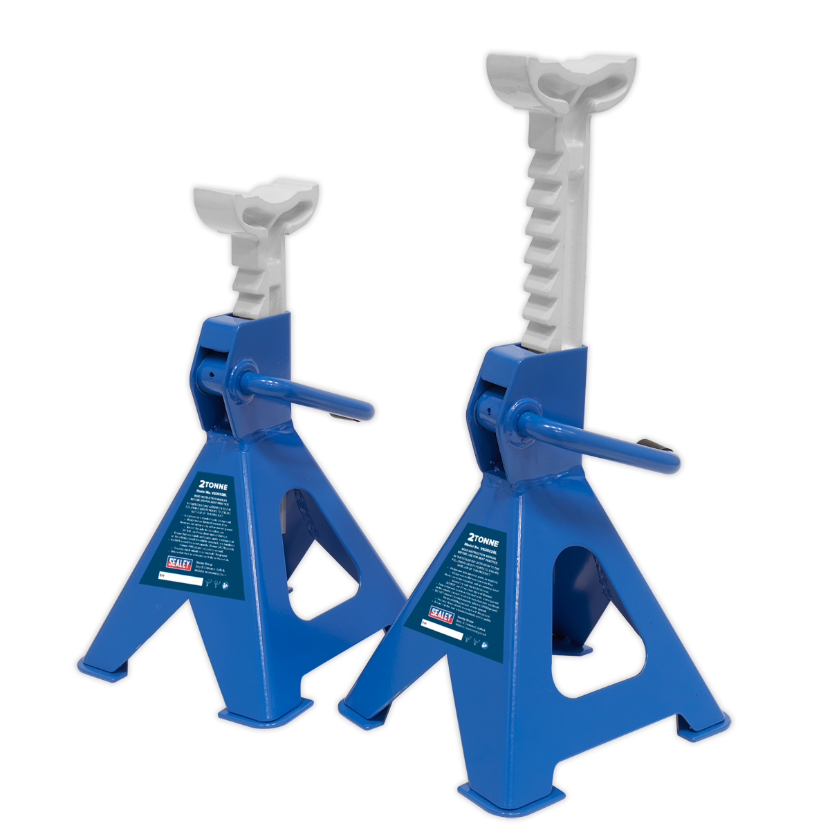 Sealey VS2002BL Ratchet Type Axle Stands (Pair) 2tonne Capacity per Stand - Blue