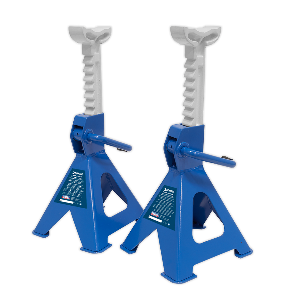 Sealey VS2002BL Ratchet Type Axle Stands (Pair) 2tonne Capacity per Stand - Blue