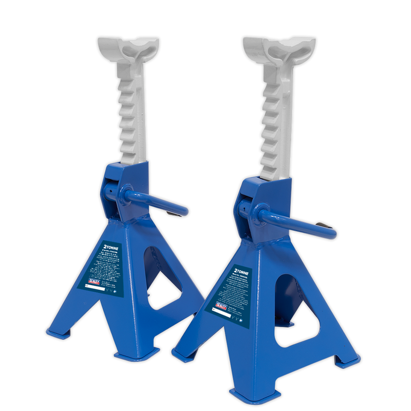 Sealey VS2002BL Ratchet Type Axle Stands (Pair) 2tonne Capacity per Stand - Blue