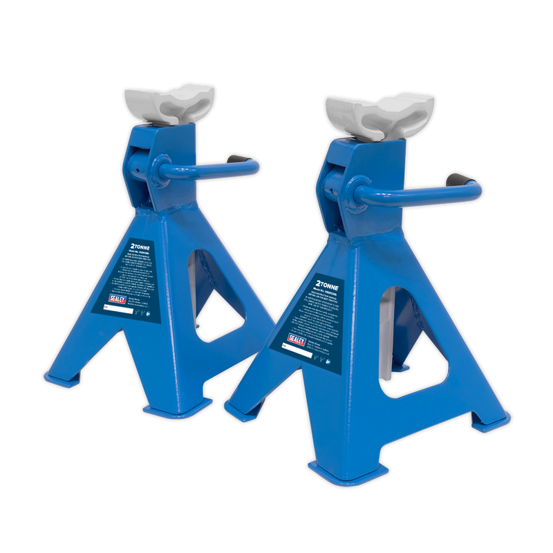 Sealey VS2002BL Ratchet Type Axle Stands (Pair) 2tonne Capacity per Stand - Blue