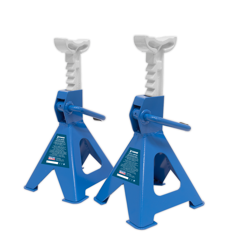 Sealey VS2002BL Ratchet Type Axle Stands (Pair) 2tonne Capacity per Stand - Blue
