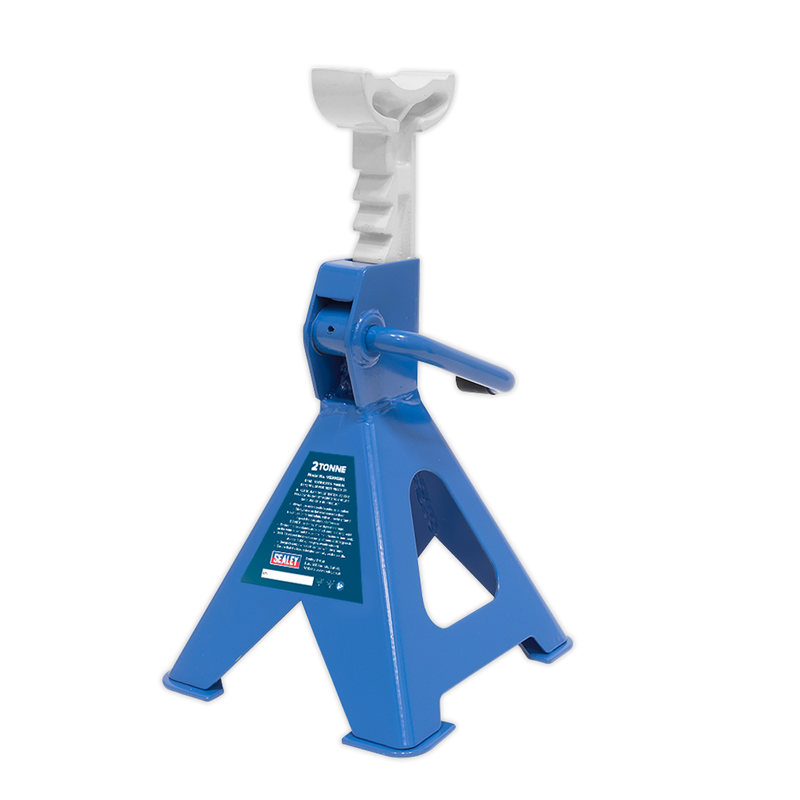 Sealey VS2002BL Ratchet Type Axle Stands (Pair) 2tonne Capacity per Stand - Blue