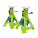 Sealey VS2002HV Ratchet Type Axle Stands (Pair) 2tonne Capacity per Stand - Hi-Vis Green