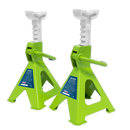 Sealey VS2002HV Ratchet Type Axle Stands (Pair) 2tonne Capacity per Stand - Hi-Vis Green