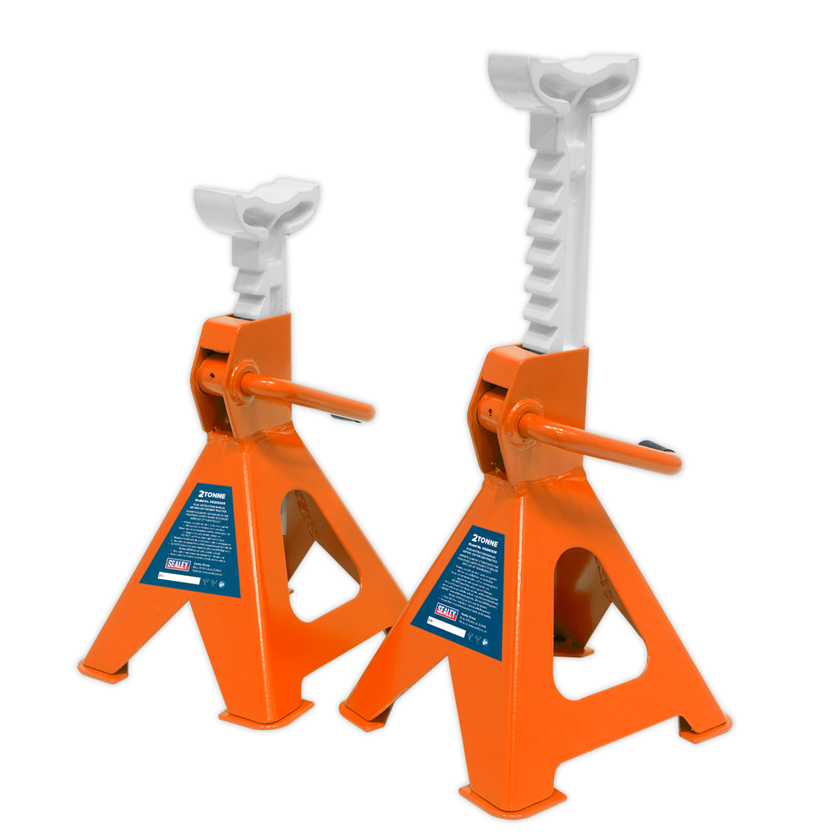Sealey VS2002OR Ratchet Type Axle Stands (Pair) 2tonne Capacity per Stand - Orange