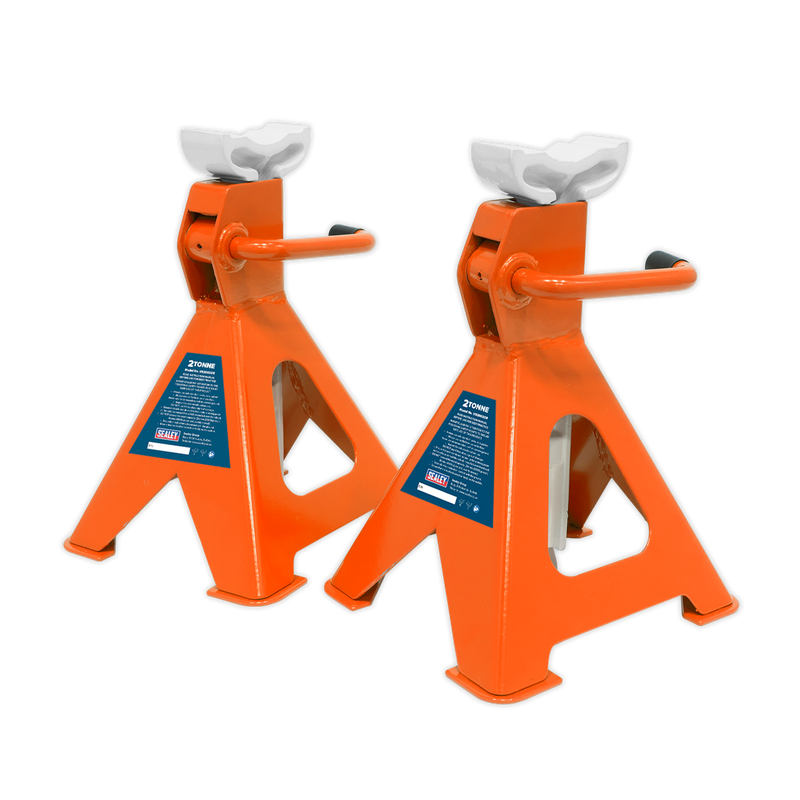 Sealey VS2002OR Ratchet Type Axle Stands (Pair) 2tonne Capacity per Stand - Orange