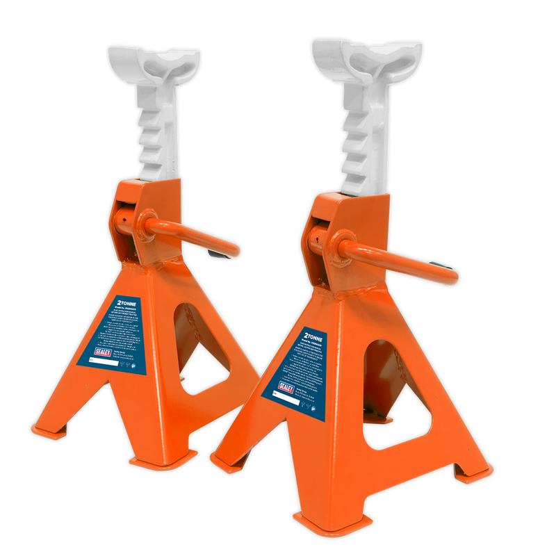 Sealey VS2002OR Ratchet Type Axle Stands (Pair) 2tonne Capacity per Stand - Orange