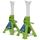 Sealey VS2003HV Ratchet Type Axle Stands (Pair) 3tonne Capacity per Stand - Hi-Vis Green