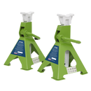 Sealey VS2003HV Ratchet Type Axle Stands (Pair) 3tonne Capacity per Stand - Hi-Vis Green