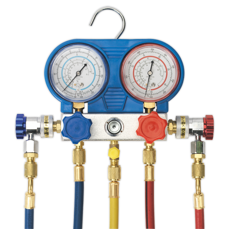 Sealey VSAC002 Air Conditioning System Manifold with Sight Glass