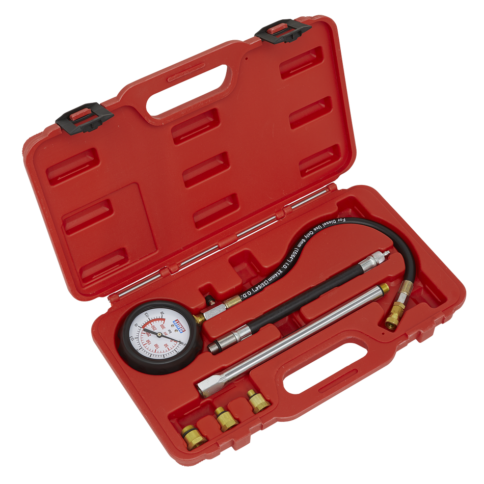 Sealey VSE300D 6pc Petrol Engine Compression Tester - Deluxe Kit