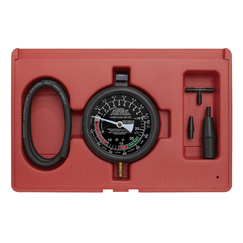 Sealey VSE952 Vacuum & Fuel Pump Pressure Test Gauge Set