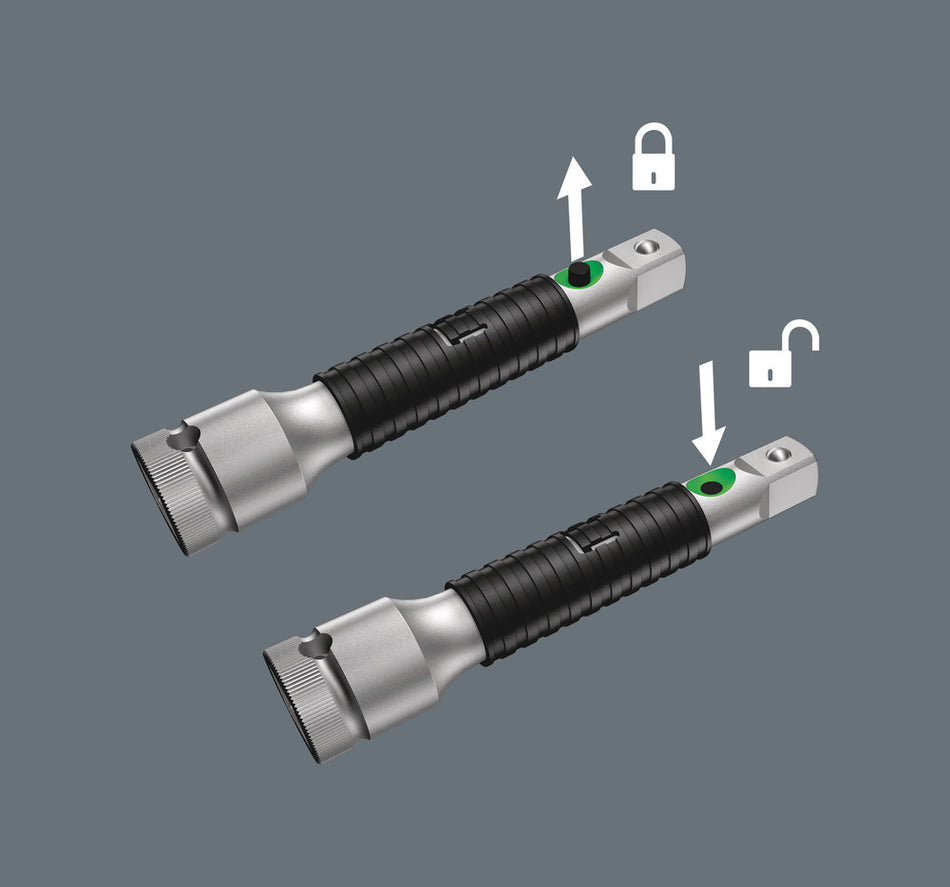 Wera 05003531001 8796 LA Zyklop "flexible-lock" extension with free-turning sleeve, long, 1/4", 1/4" x 150 mm