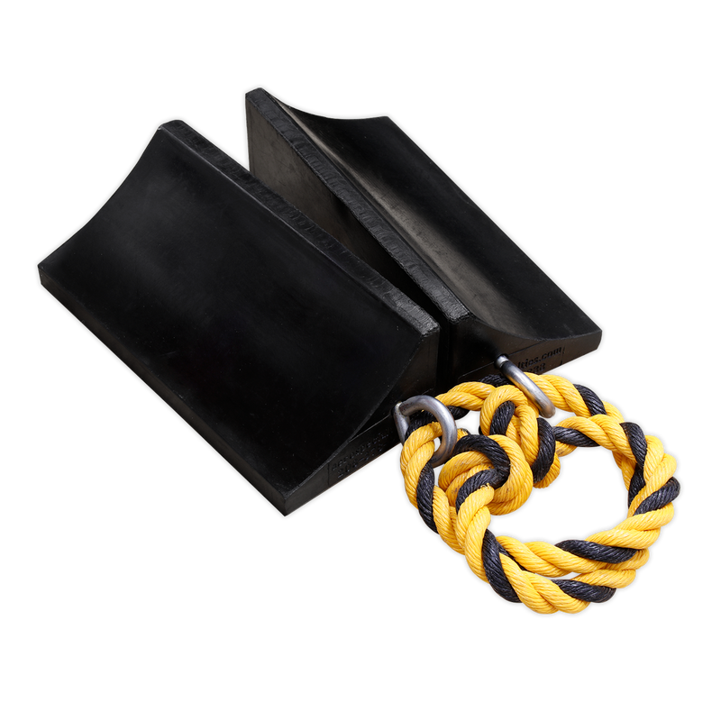 Sealey WC16 Heavy-Duty Rubber Wheel Chocks - Pair