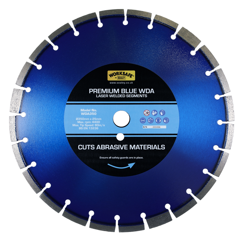 Sealey WDA350 350 x 25mm Premium Blue WDA Diamond Blade
