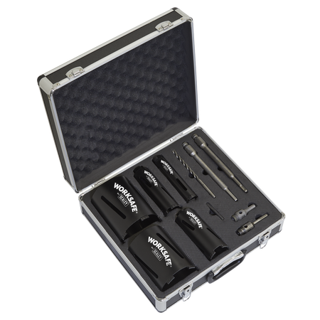 Sealey WDCKIT5 Diamond 5 Core Kit (38, 52, 65, 117, 127mm Cores with Adaptors)