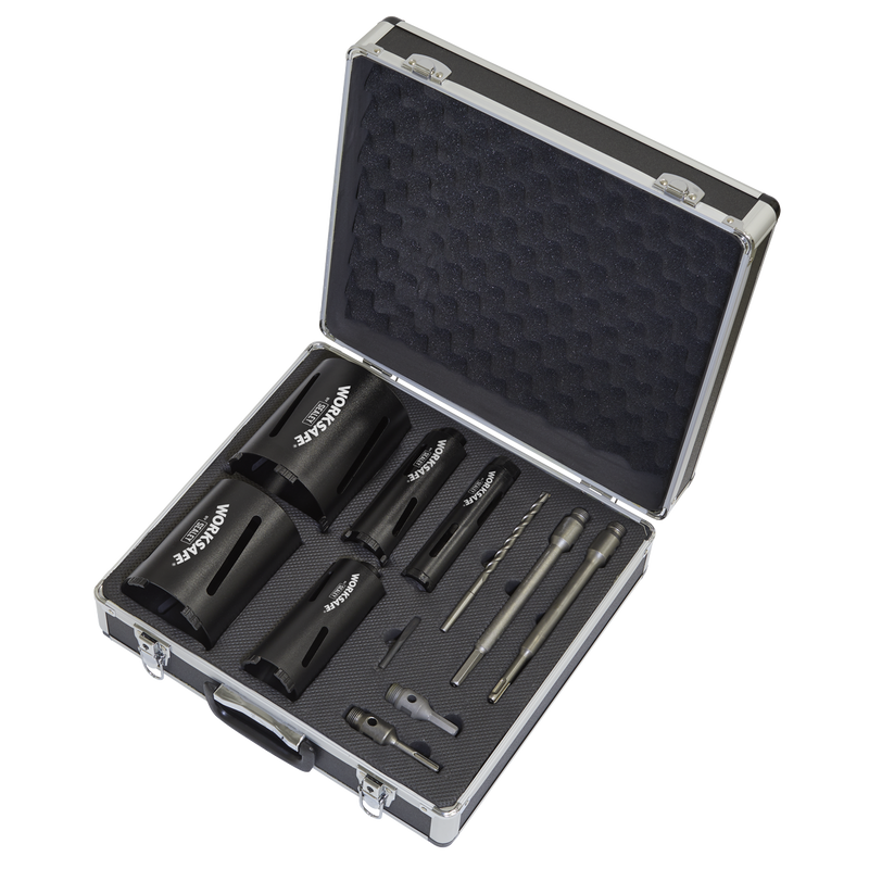 Sealey WDCKIT5 Diamond 5 Core Kit (38, 52, 65, 117, 127mm Cores with Adaptors)