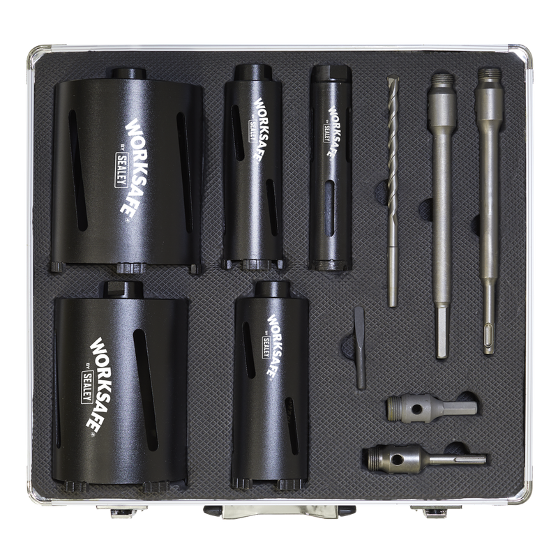 Sealey WDCKIT5 Diamond 5 Core Kit (38, 52, 65, 117, 127mm Cores with Adaptors)