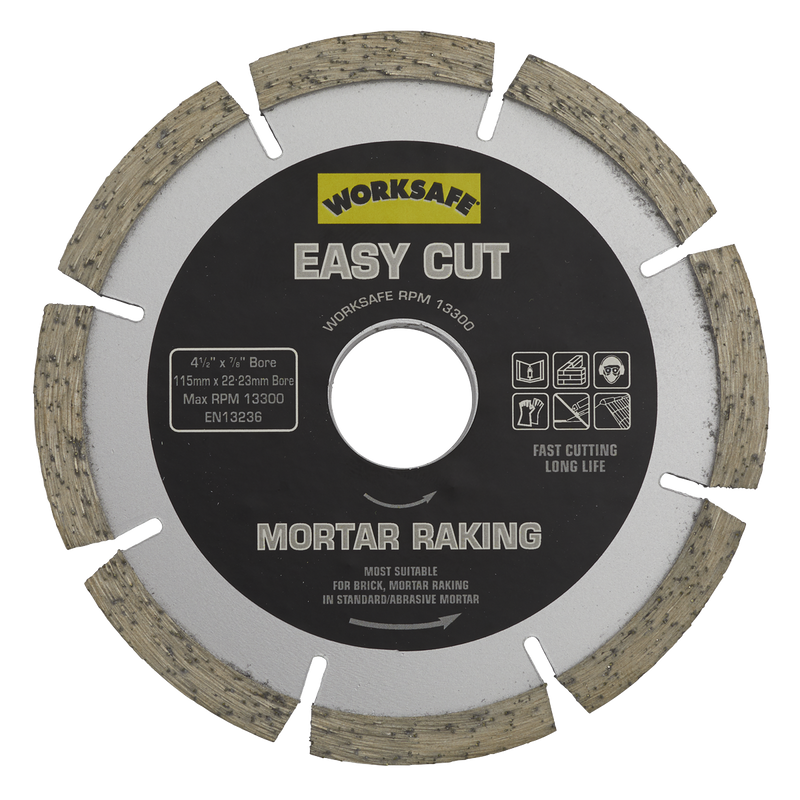 Sealey WDEC1156MR 115 x 22mm Easy Cut Diamond Blade - Mortar Raker
